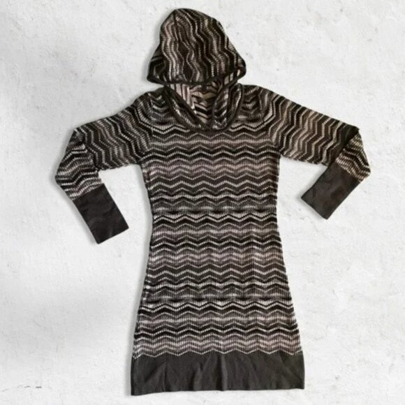 PRANA Meryl Zig Zag Chevron Long Sleeve Hooded Sweater Dress Women's Siz… - Picture 2 of 5